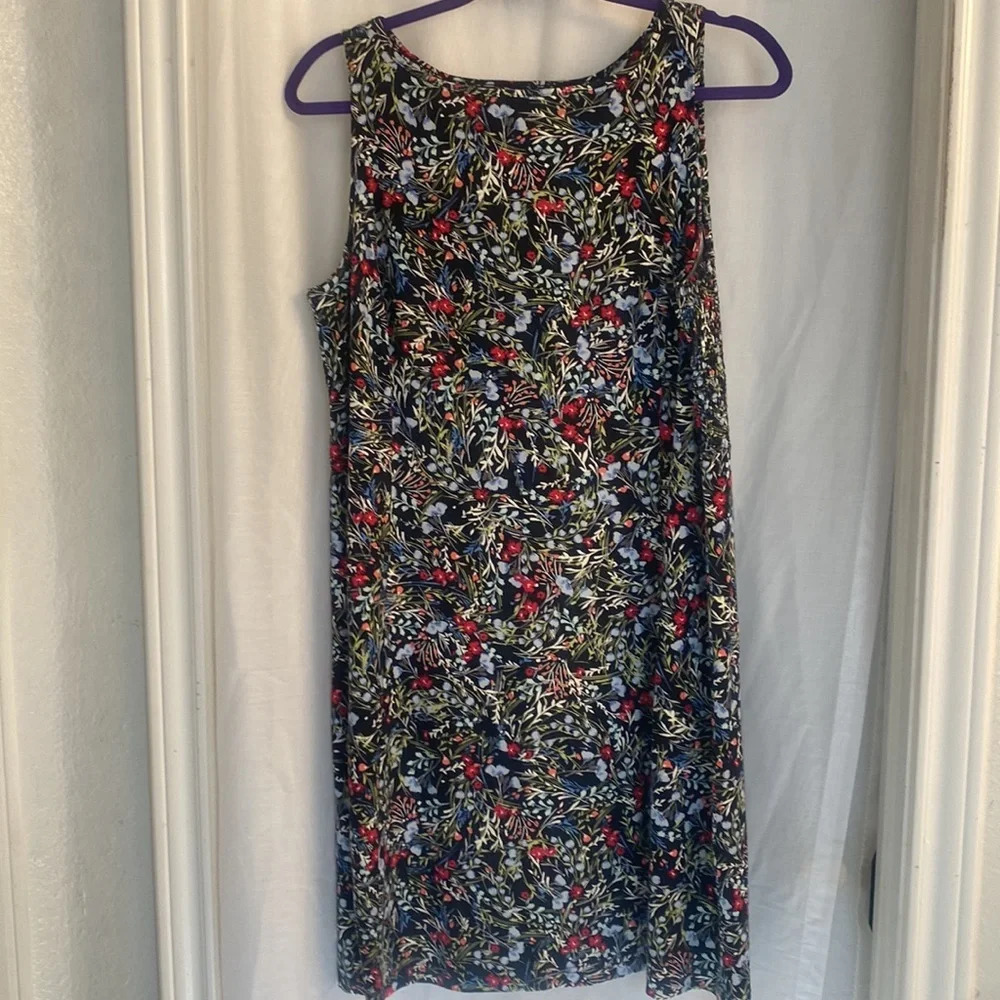 J .jill Wearever Women's Smocked Floral Tank Dress Size M Multicolor Knee Length